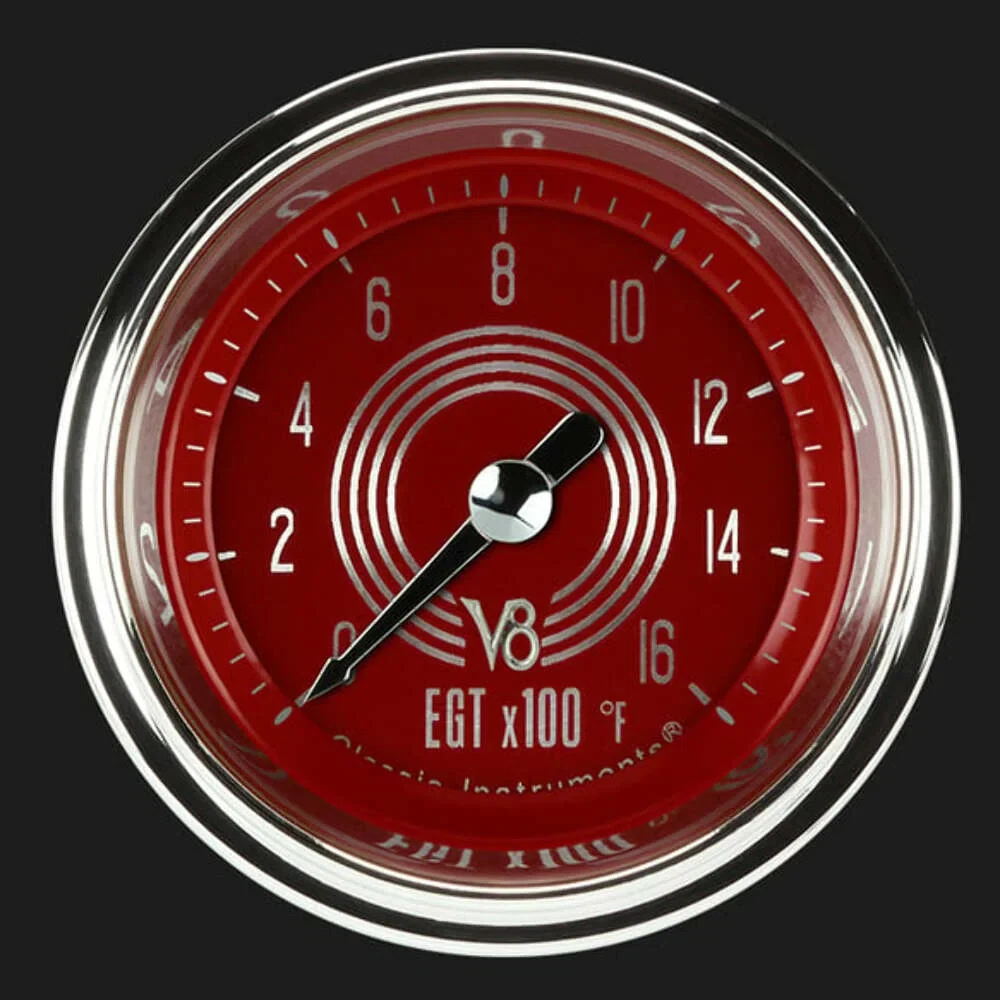 V8 Red Steelie 2 1_8_ Exhaust Gas Temp. Gauge V8RS198SHC